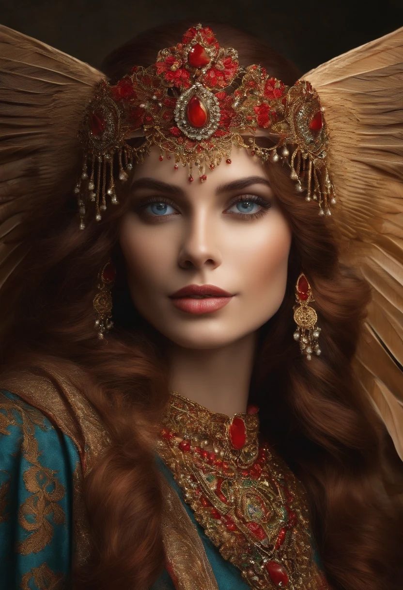anjo feminino com olhos vermelhos