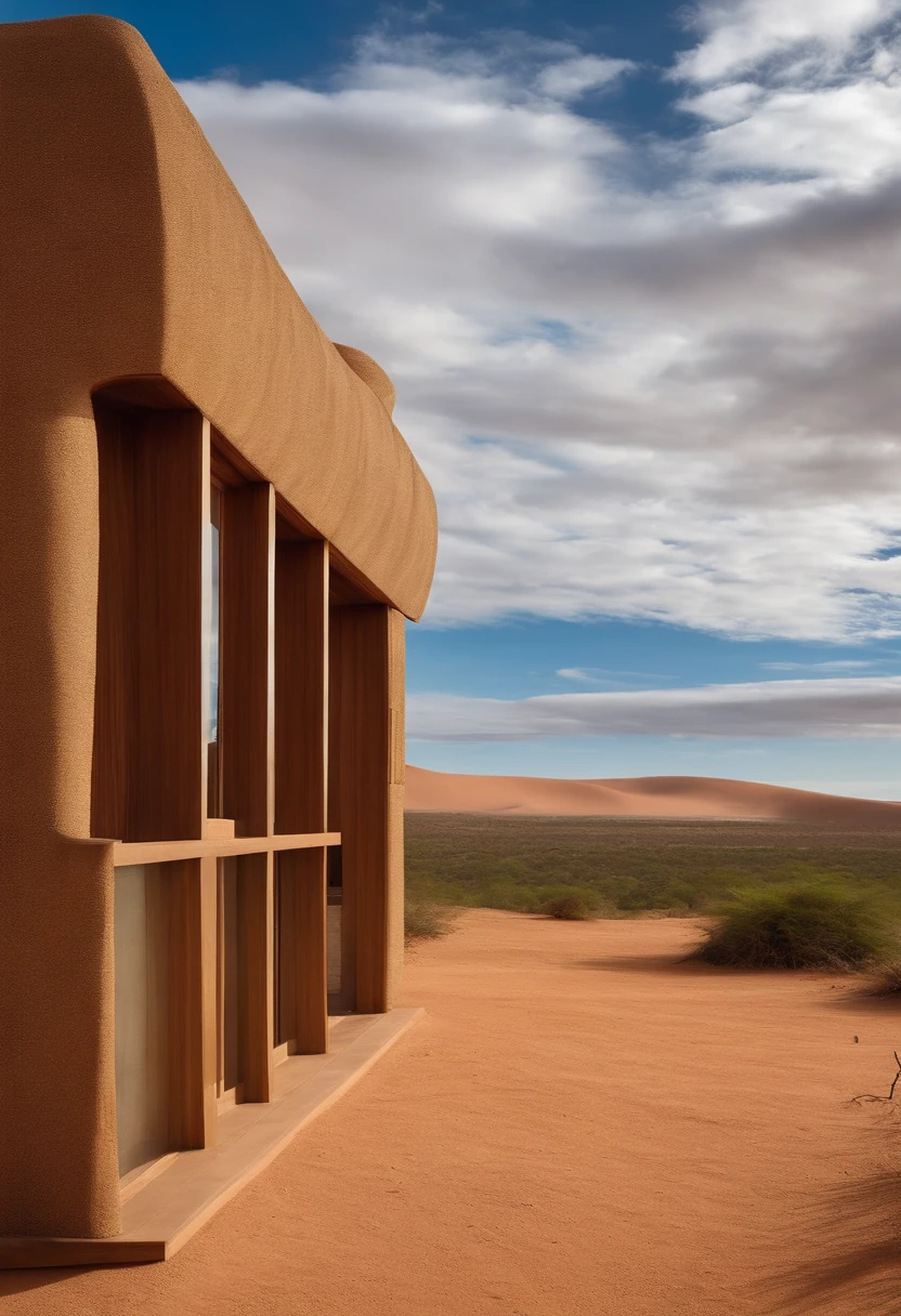 Paisagem, rammed earth house in a desert area with a sky background, caatinga, paisagem do deserto, Serene scenery of the sertão of Ceará