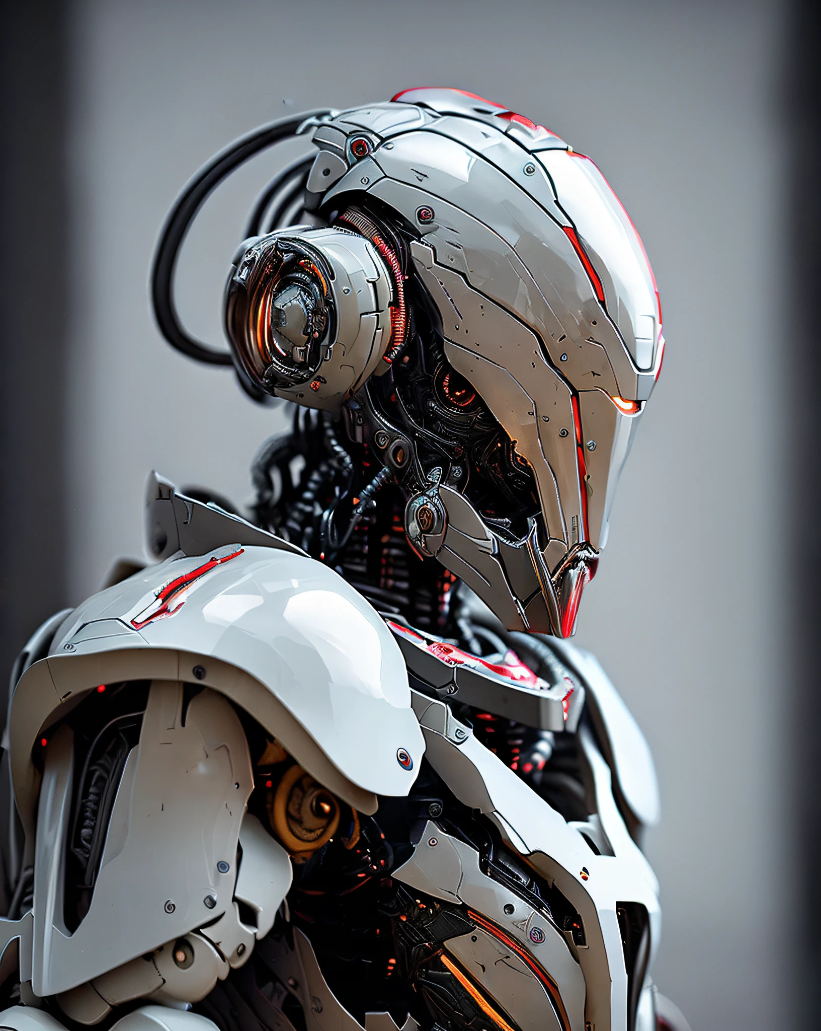 dvMech, 85mm, f1.8, Robot Portrait, Dark Matte Smooth Ceramic, Intricate Design, Very Detailed, Fine Details, Extremely Sharp Lines, Cinematic Lighting, Realistic Photos, A Detailed Masterpiece, Dark_Fantasy, Cyberpunk ,(chain saw,chain saw man,Red:1.1),1man,Mechanical marvel,Robotic presence,Cybernetic guardian,in a battered mech suit,intricate,(steel metal [rusty]),elegant,clear focus,by shot by greg rutkowski, soft lighting, vibrant colors, masterpiece, ((street)), cowboy shot, dynamic pose,