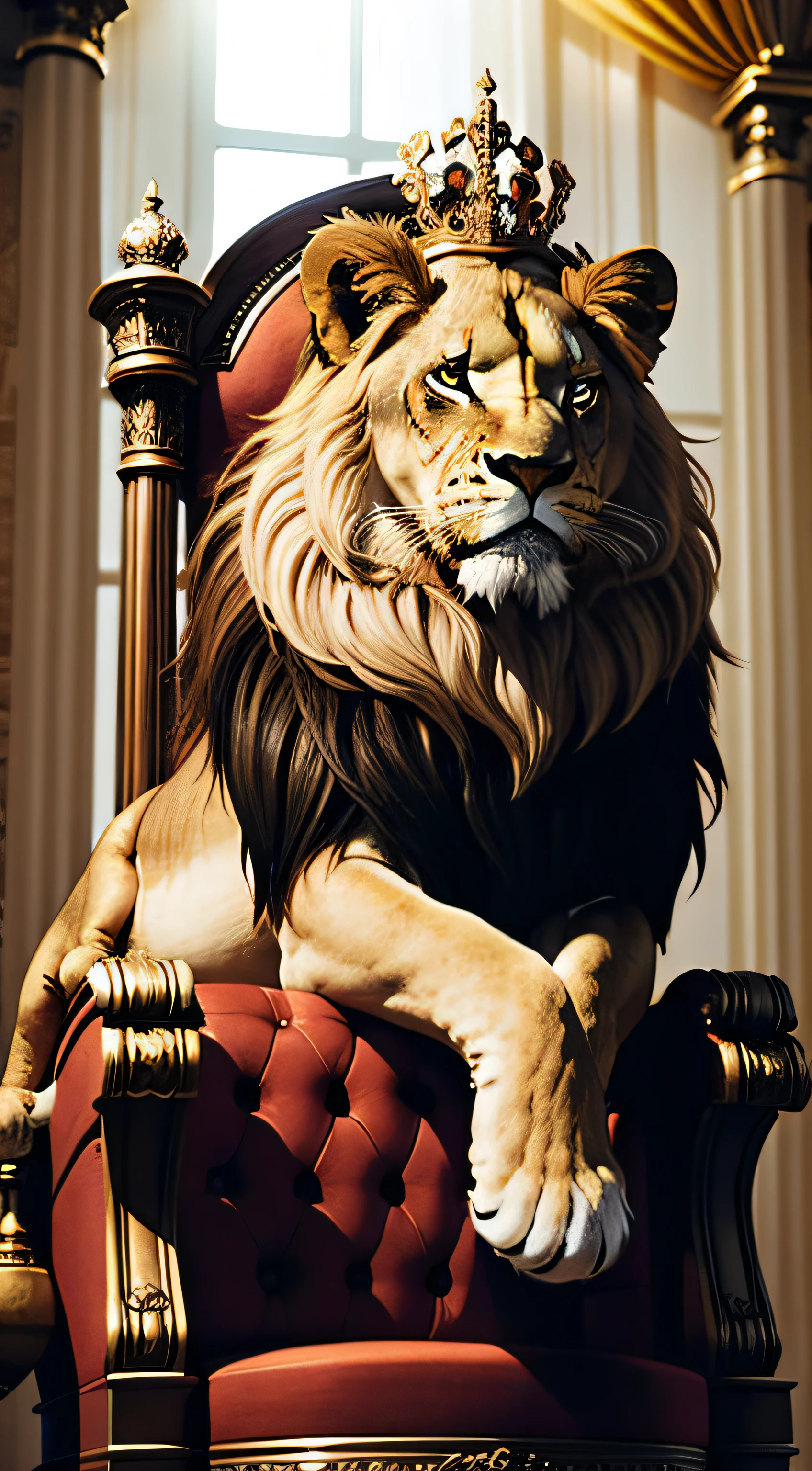 royal lion perched on a throne