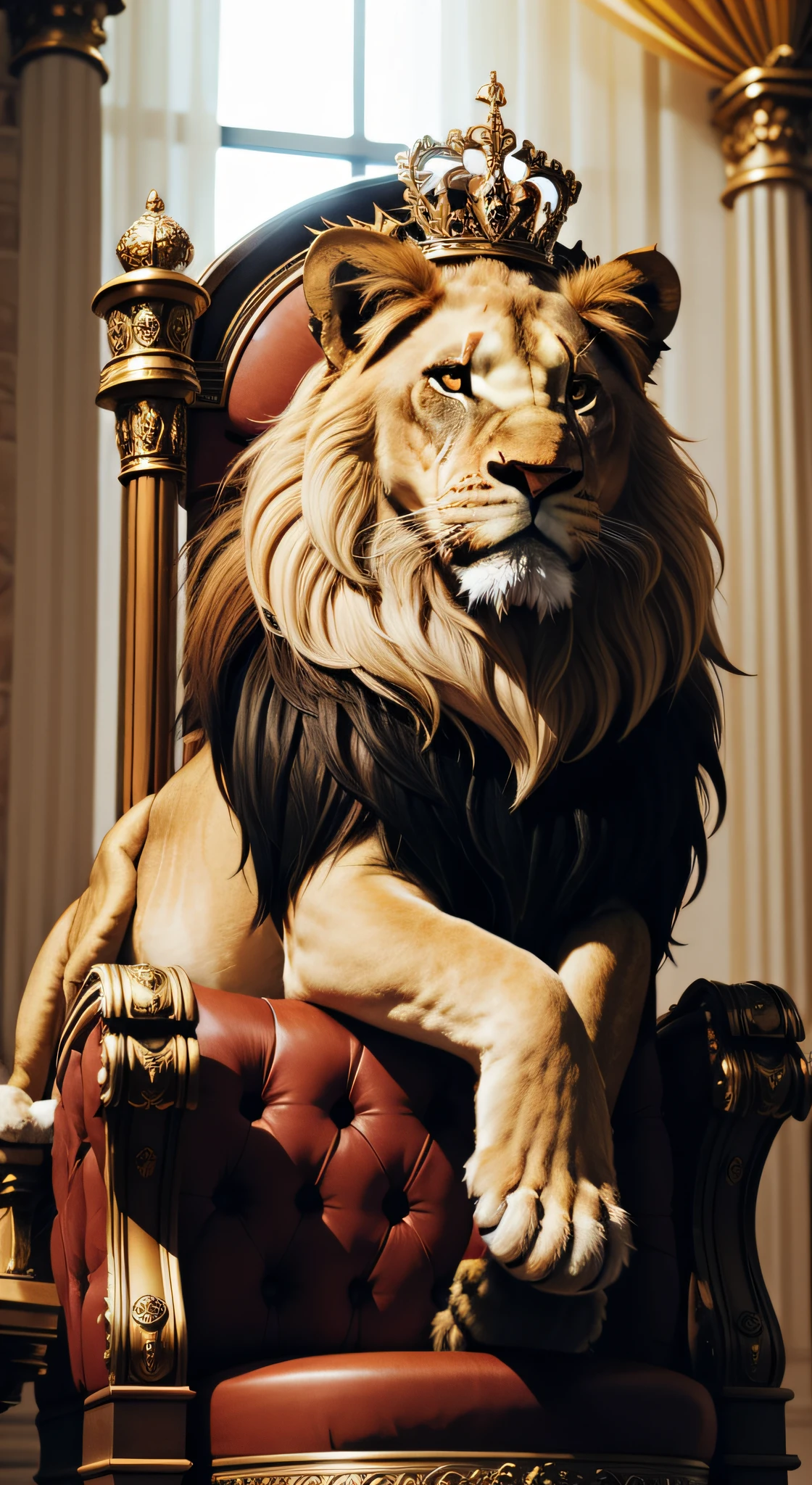 royal lion perched on a throne