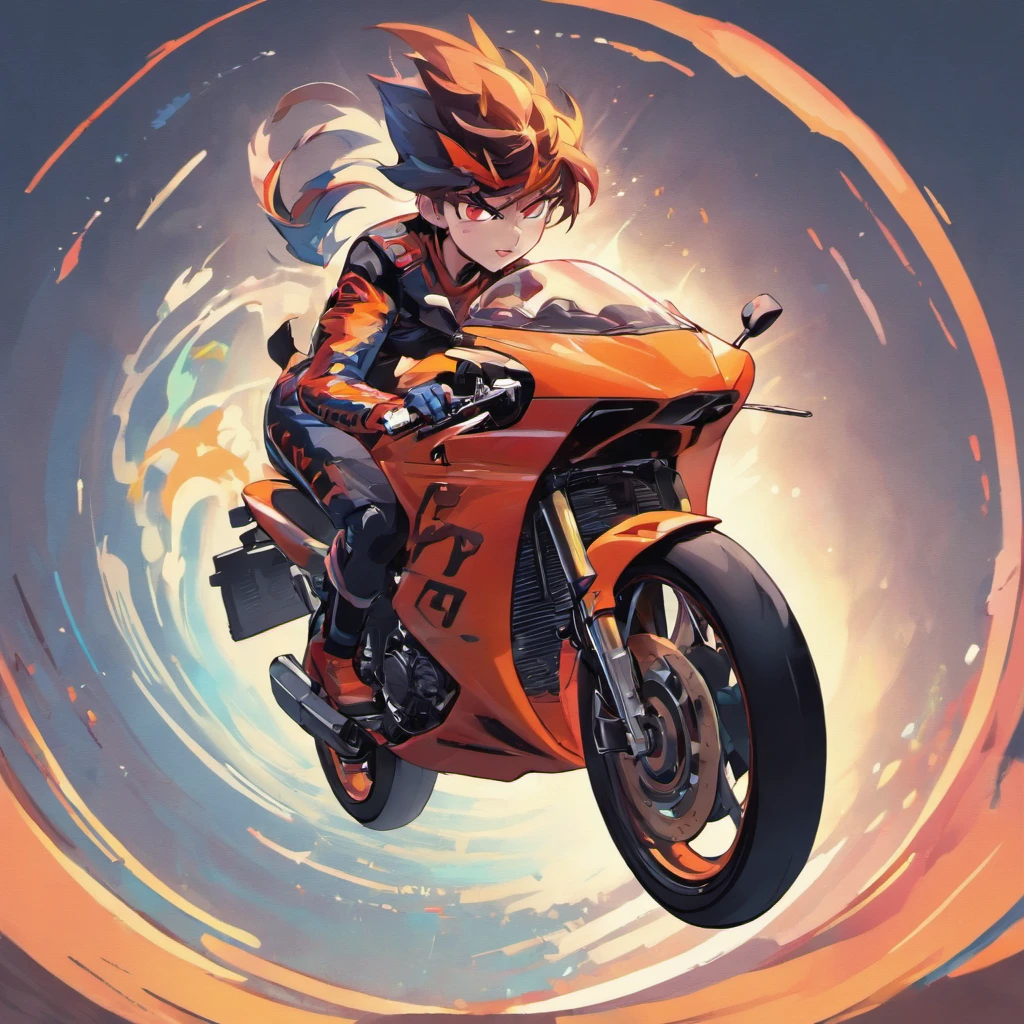 Action shot of a motorcycle racing racer, motocicleta Harley Davidson, Synthwave, Vetor de camiseta, wrapped in a circle, Sunset, contorno, fundo branco, illustration