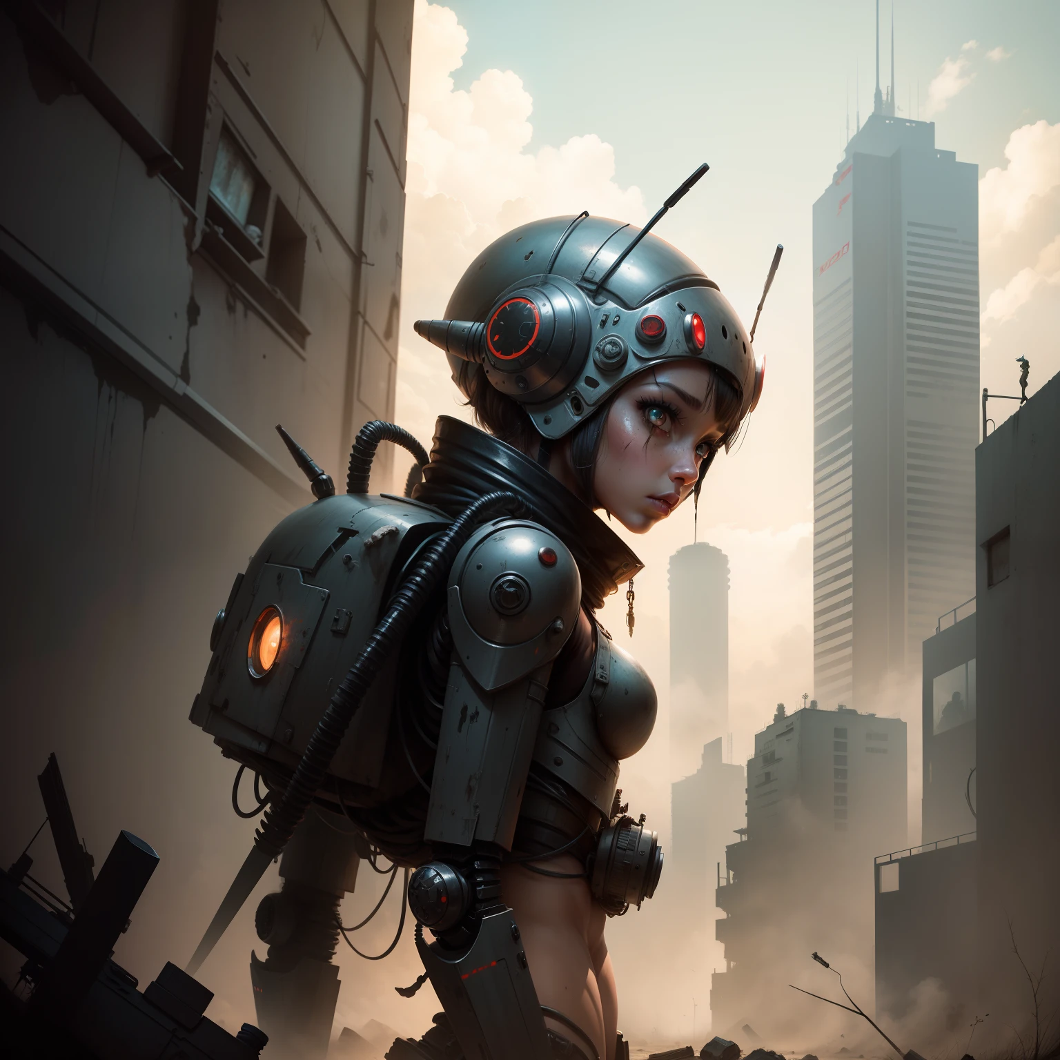 Post-apocalyptic robot insect girl