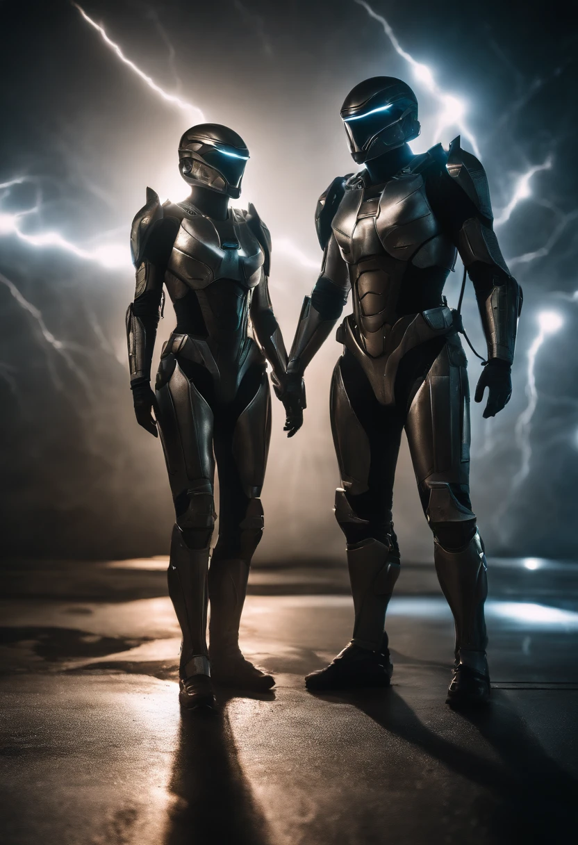 best quality, masterpiece, high resolution, star warrior, Silver tech armor, dynamic pose, alien ground, extreme lightning, scattered random lights, whisper, fractal, high resolution, 8K