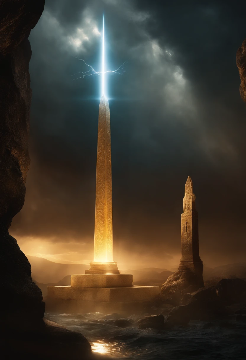 (best quality,4k,8k,highres,masterpiece:1.2),ultra-detailed,realistic,photorealistic:1.37,espada,(golden thunder:1.1),(lightning:1.1),stone-encased, dramatic, enchanted, mysterious, powerful, lightning storm, ancient, magical aura, vibrant colors, dynamic composition, ethereal glow, detailed clouds, epic battle scene, mythical sword, monumental structure, mystical energy, ancient prophecy,
Explanation:
- "espada" (sword) is the main subject of the image. It represents power, strength, and a sense of danger.
- "presa em uma pedra" (encased in a stone) adds a mysterious and magical element to the prompt, implying that the sword is bound or protected.
- "golden thunder" (golden thunder) and "lightning" emphasize the electrifying and dramatic atmosphere of the scene. The golden thunder suggests a divine or celestial element.
- "best quality, 4k, 8k, highres, masterpiece:1.2" indicates that the image should be of the highest quality, with rich details and fine resolution.
- "ultra-detailed" and "realistic, photorealistic:1.37" specify that the image should be highly detailed and realistic, with a touch of photorealism.
- "dramatic," "enchanted," and "mysterious" convey the atmosphere and mood of the scene, creating a sense of suspense and awe.
- "powerful," "ancient," and "mythical" emphasize the significance and history of the sword, suggesting that it holds great power or has a legendary background.
- "magical aura," "vibrant colors," and "ethereal glow" describe the magical and enchanting aspects of the image, adding to its mystical appeal.
- "detailed clouds" refers to the atmospheric elements, suggesting a stormy and ominous environment.
- "epic battle scene," "monumental structure," and "mystical energy" provide additional context to the image, indicating a grand and extraordinary setting.
- "ancient prophecy" hints at a hidden or unknown backstory, adding depth and intrigue to the prompt.