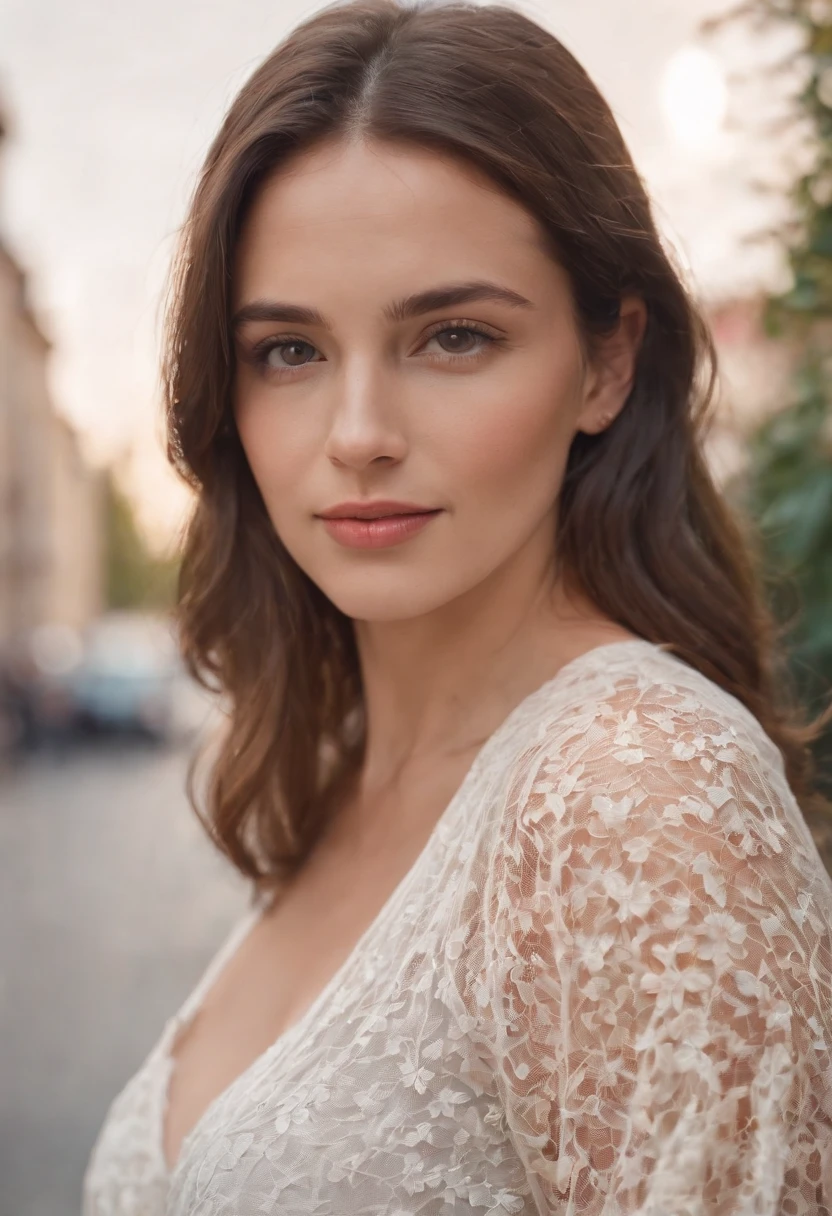 Woman 1.5], centered, pregnant woman standing in the city, wearing summer clothes, facing the camera, day light, luminous, intricate detail, cinematic, award winning photo, cinematic quality, hot colors, perfect shadows, 8K