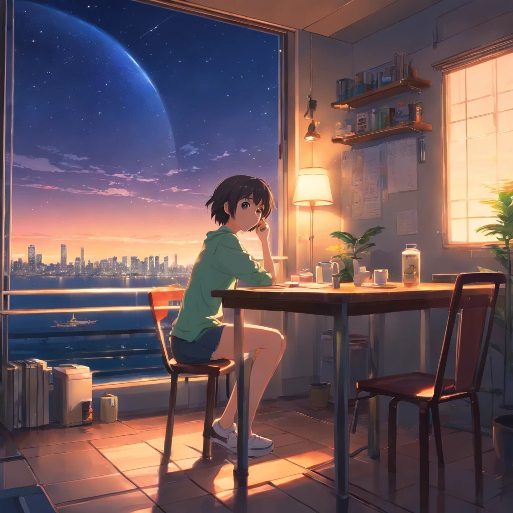 19 anos, adolescente , com fone de mesa, em um quarto a noite, focado no gosto