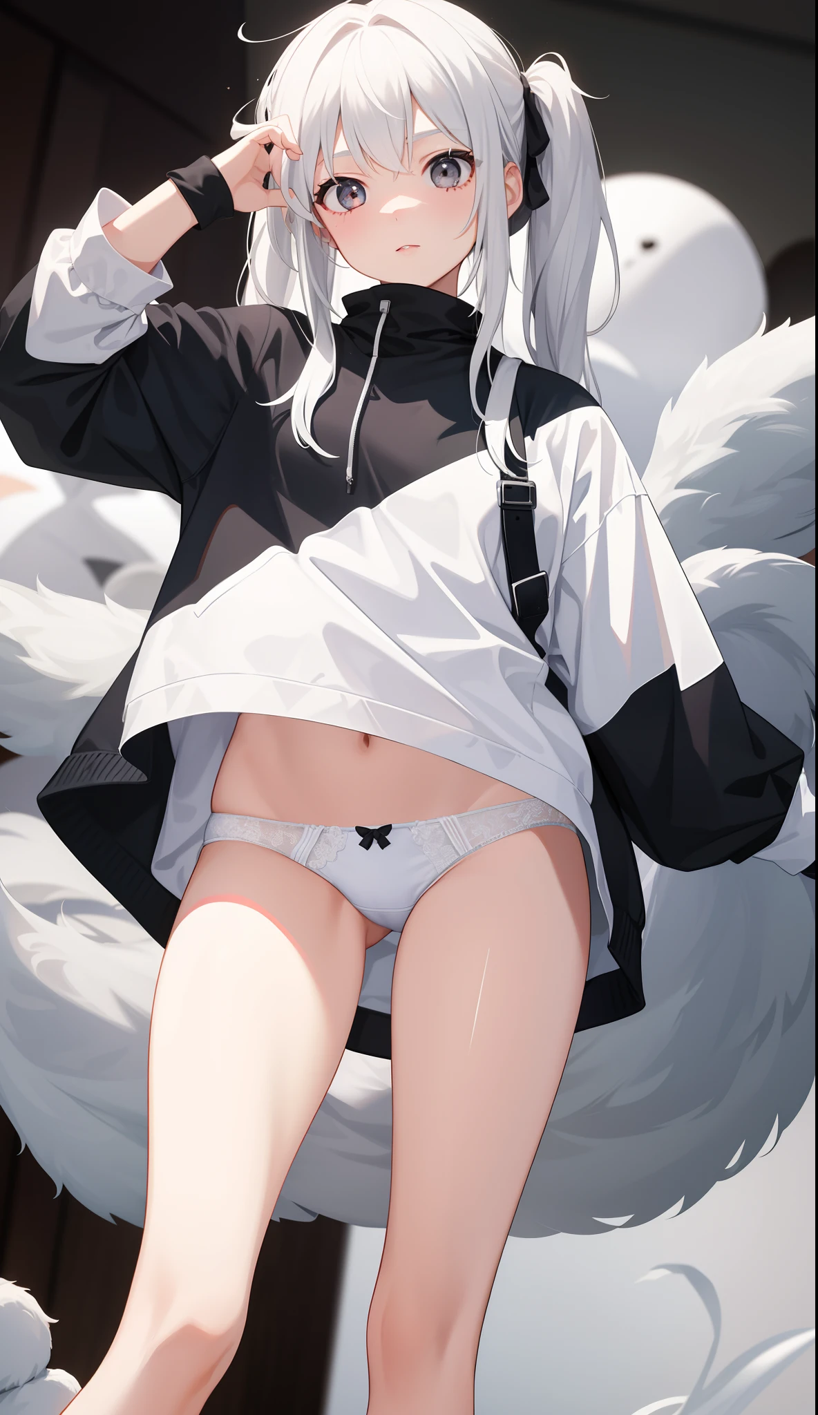 1girl in、AS-Adult、Underwear、Cute underwear、white hair、