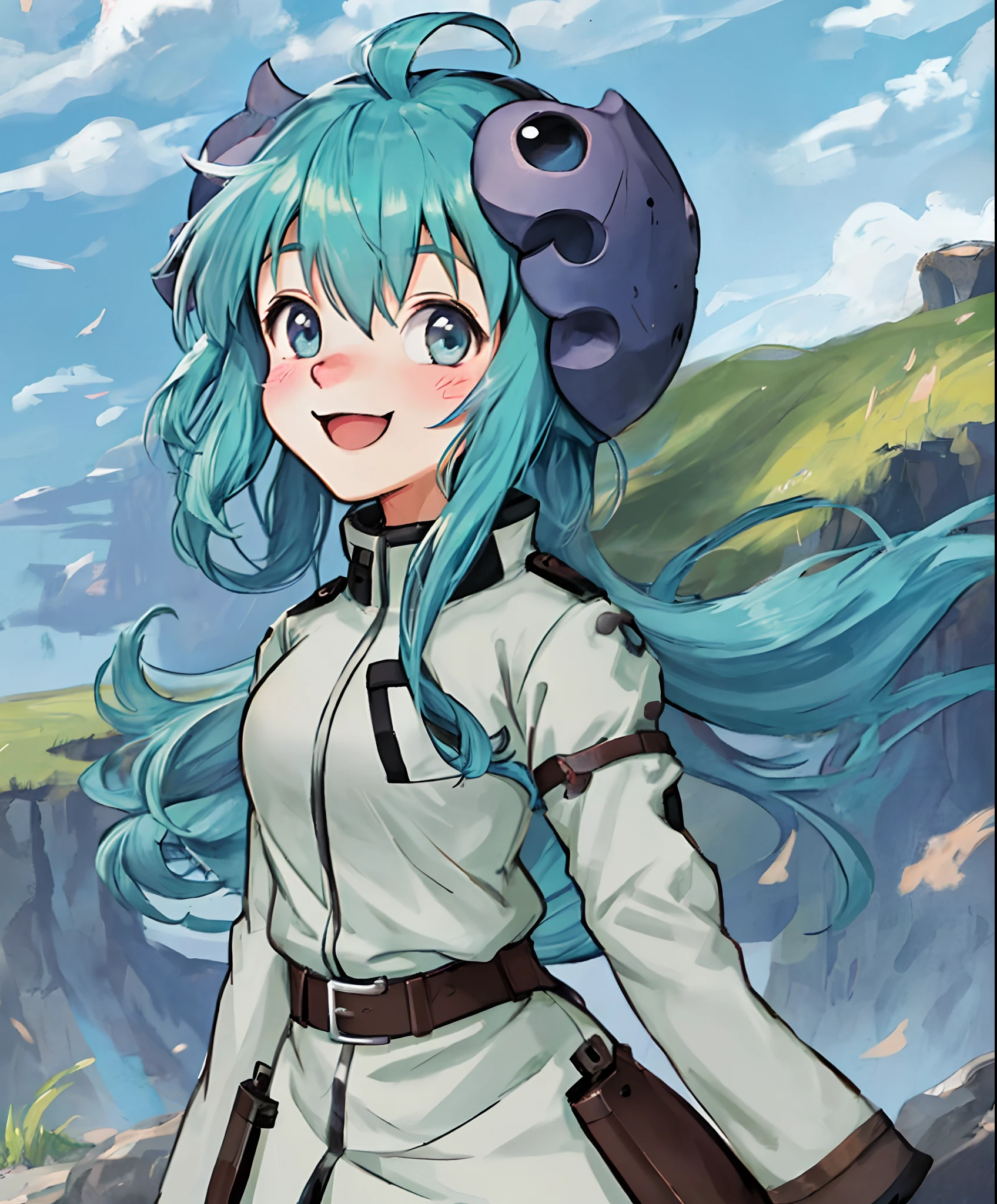 (pngtuber) face focus, portrait, avatar, fluffy, :D, cute, 1girl, solo, furry, Faputa, \(made in abyss\), nanachihat, looking at viewer, smile, manga