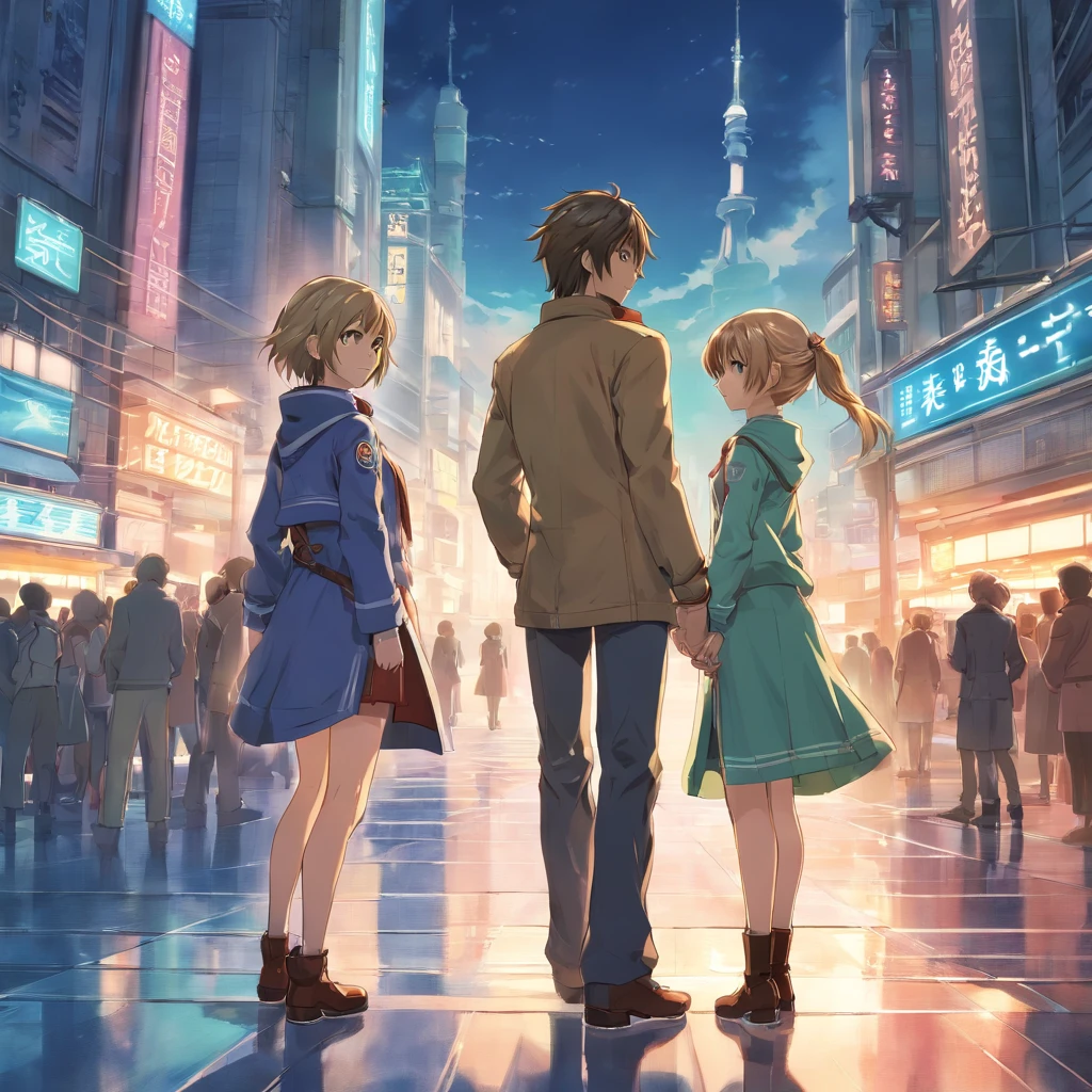 a couple of anime characters standing next to each other, resonance of fate tower art, satchely and akihiko yoshida, from final fantasy xiii, from final fantasy, final fantasy artwork concept, promotional art, akehiko inoue and ross tran, artbook artwork, character album cover, official artwork, final fantasy fan art, final fantasy x, --s 150