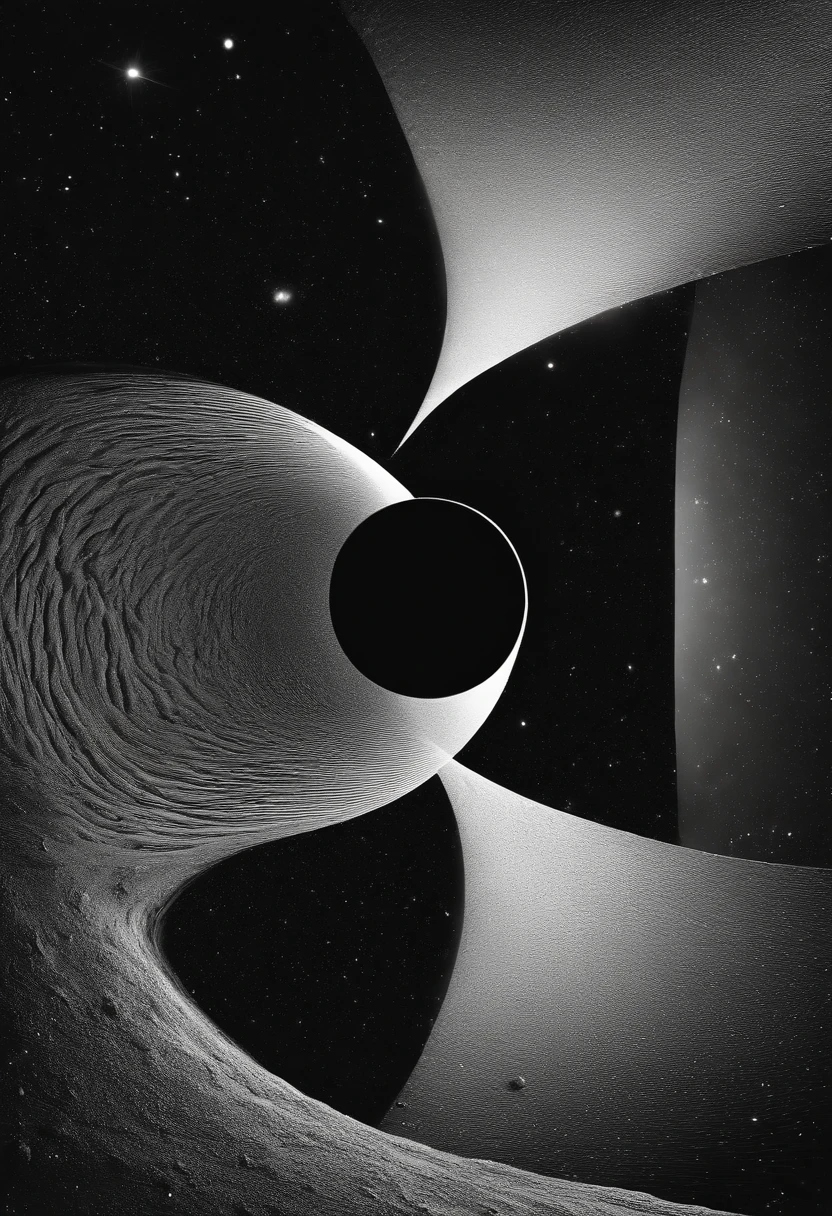 creation of universe, black hole, minimalist design, catchy, no real shading,