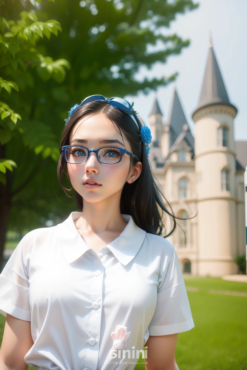 Beautiful detailed girl, Very detailed eyes and face, Beautiful detailed eyes, eye glasses,bunnysuit,bunnygirl,Blue tights