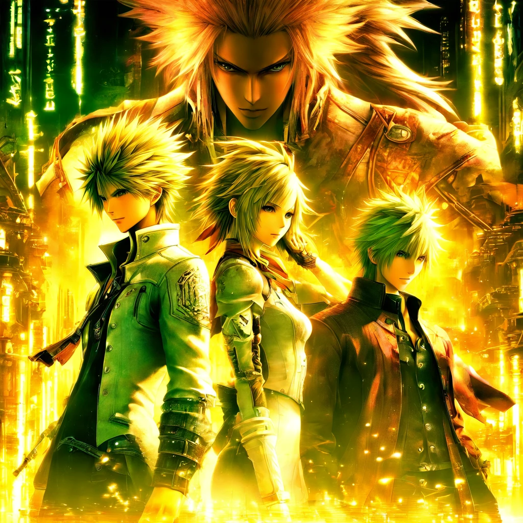 a couple of anime characters standing next to each other, resonance of fate tower art, satchely and akihiko yoshida, from final fantasy xiii, from final fantasy, final fantasy artwork concept, promotional art, akehiko inoue and ross tran, artbook artwork, character album cover, official artwork, final fantasy fan art, final fantasy x, --s 150