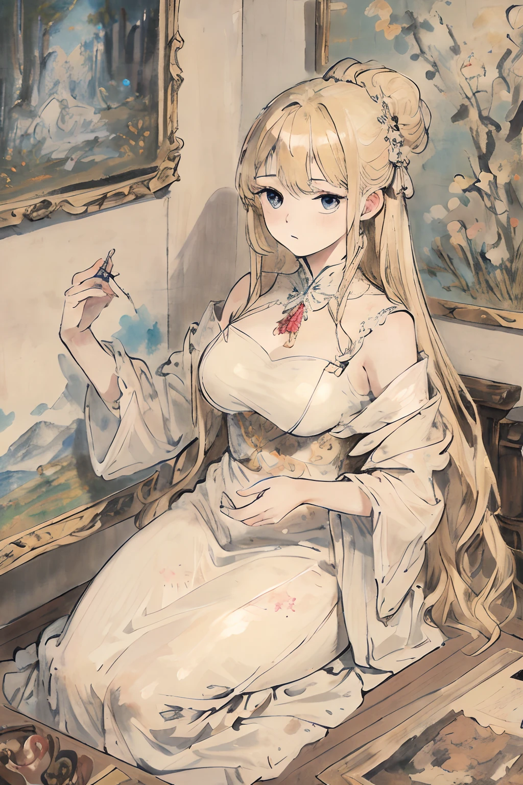 masterpiece, best quality, an extremely delicate and beautiful girl,an extremely delicate and beautiful, world masterpiece theater, ultra-detailed, highly detailed, best quality, blonde hair, highres, extremely detailed,1girl, best quality, illustration, looking at viewer, impasto, canvas, oil painting, realistic, realist ,real,