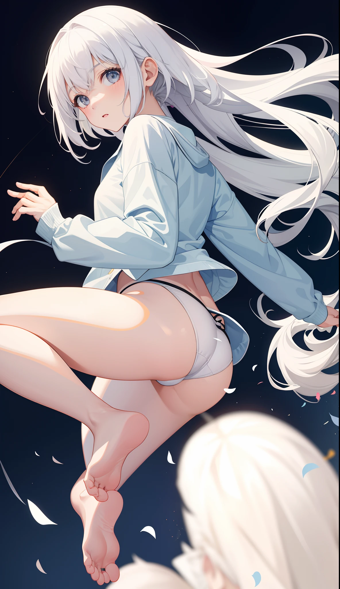 1girl in、AS-Adult、Underwear、Cute underwear、white  hair、