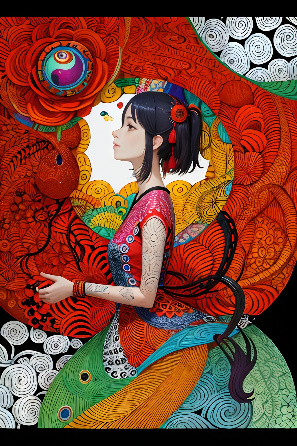 (La mejor calidad, Masutepiece:1.3), (illustration:1.15), (Lora More_detalle),(abstracto, Zentangle, psicodelic:1.2), [(Preciosa, cara, cuello, cintura delgada, piernas:0.08) | | hermosas rosas, tallo, espinas, roots:1.69] Arte por Georgia O'Keeffe, Tendencia Devianart, ambiguity, misterio, Sabor a color rojo