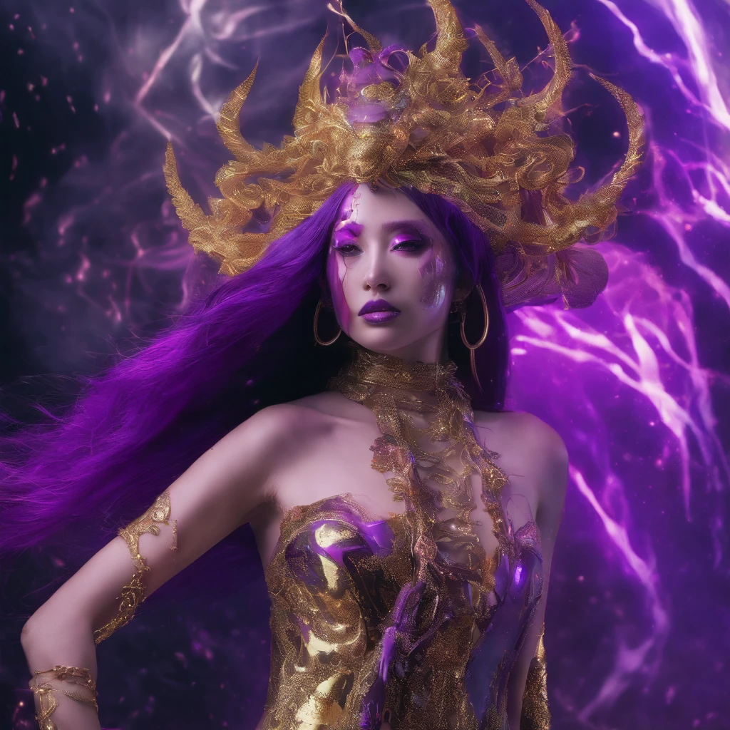 Agate glass texture 32K(tmasterpiece,k hd,hyper HD,32K)Long flowing bright purple hair,hot onsen,zydink, a color, Asian people (Kizi), (Blood-colored scarf), Combat posture, looking at the ground, long whitr hair, Floating bright purple, Fire cloud pattern gold tiara, Chinese long-sleeved gold silk garment, (Abstract blood splash:1.2), white backgrounid,Monty Python protector(realisticlying:1.4),Bright purple hair,Smoke on the road,The background is pure, A high resolution, the detail, RAW photogr, Sharp Re, Nikon D850 Film Stock Photo by Jefferies Lee 4 Kodak Portra 400 Camera F1.6 shots, Rich colors, ultra-realistic vivid textures, Dramatic lighting, Unreal Engine Art Station Trend, cinestir 800,Long flowing bright purple hair