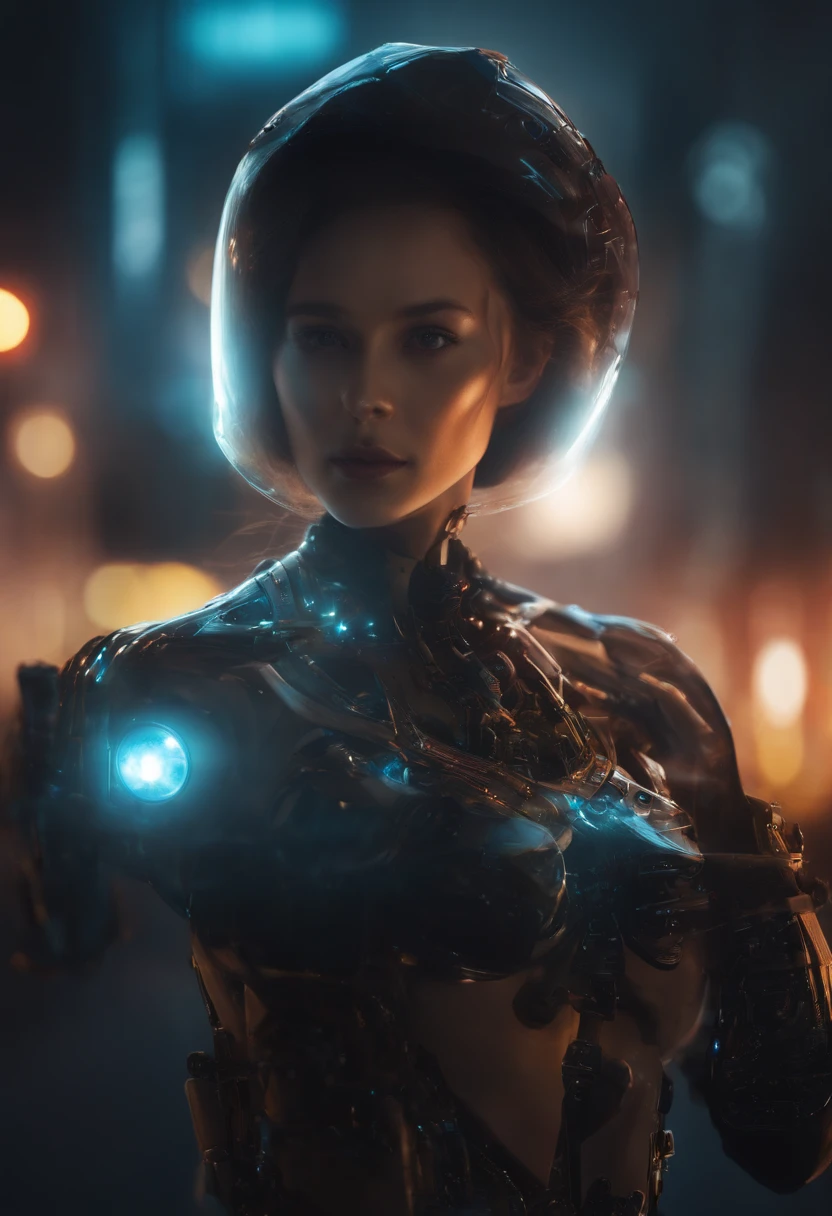 cctv girl body, Biomechanical, eerie, Creepy, nightmarish, bright colors, Light particles, with light glowing, UHD wallpaper,CCTV CAMERA FACE, CCTV,no face, Robotic, cctv body