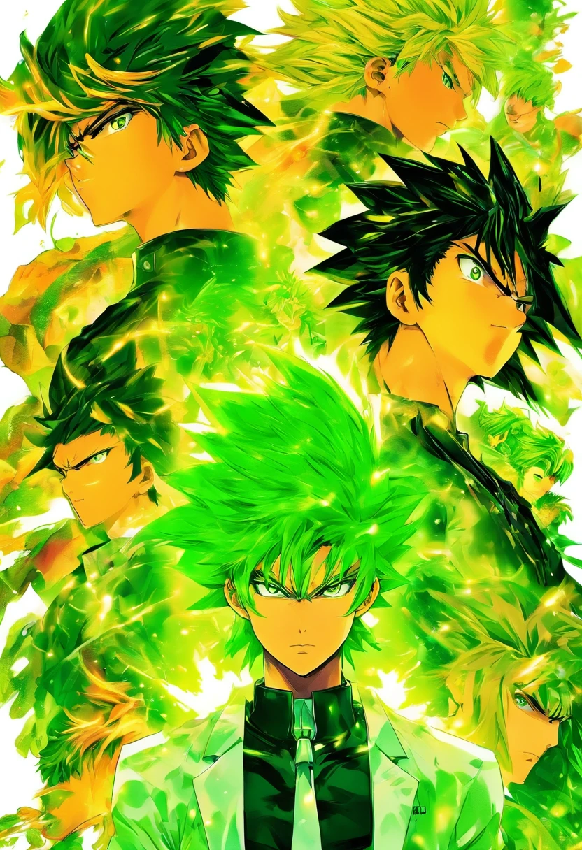 homen de 25 anos, cabelo preto, roupa verde, cut, character sheet exageradas --q 2 fundo branco