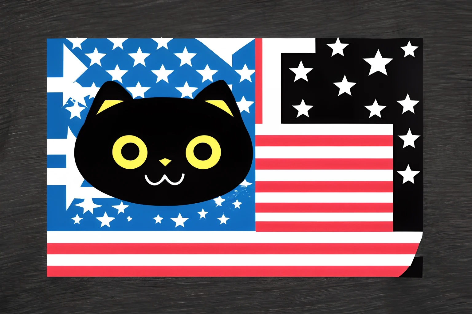 Black cat、a flag、cute little