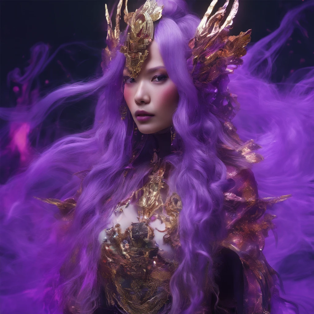 Agate glass texture 32K(tmasterpiece,k hd,hyper HD,32K)Long flowing bright purple hair,Autumn Pond,zydink, a color, Asian people (Kizi), (Red scarf), Combat posture, looking at the ground, long whitr hair, Floating bright purple, Fire cloud pattern gold tiara, Chinese long-sleeved gold silk garment, (abstract ink splash:1.2), white backgrounid,Lotus protector(realisticlying:1.4),Bright purple hair,Smoke on the road,The background is pure, A high resolution, the detail, RAW photogr, Sharp Re, Nikon D850 Film Stock Photo by Jefferies Lee 4 Kodak Portra 400 Camera F1.6 shots, Rich colors, ultra-realistic vivid textures, Dramatic lighting, Unreal Engine Art Station Trend, cinestir 800,Long flowing bright purple hair