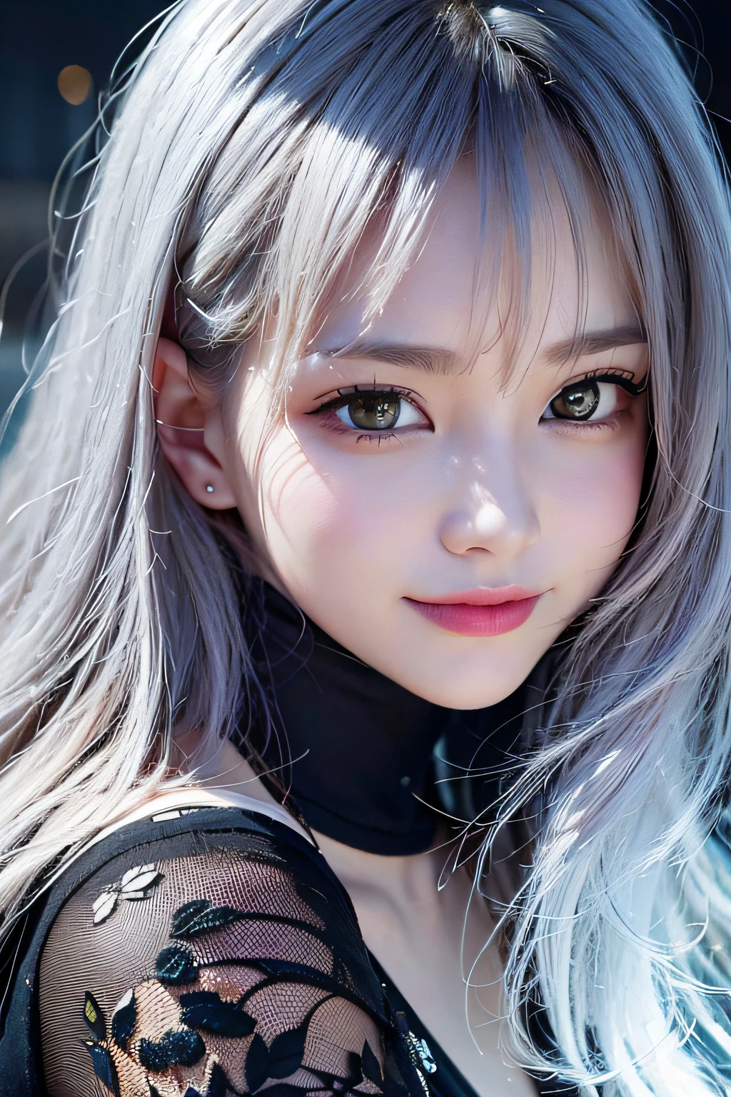 A close up of a woman with long hair and a black top - SeaArt AI