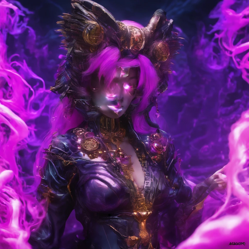 Agate glass texture 32K（tmasterpiece，k hd，hyper HD，32K）Long flowing bright purple hair，Snow in winter，zydink， a color， Asian people （Female devil）， （Red scarf）， Combat posture， looking at the ground， long whitr hair， Floating bright purple， Fire cloud pattern gold tiara， Chinese long-sleeved gold silk garment， （Abstract snowflakes flying：1.2）， white backgrounid，Lotus protector（realisticlying：1.4），Bright purple hair，Smoke on the road，The background is pure， A high resolution， the detail， RAW photogr， Sharp Re， Nikon D850 Film Stock Photo by Jefferies Lee 4 Kodak Portra 400 Camera F1.6 shots, Rich colors, ultra-realistic vivid textures, Dramatic lighting, Unreal Engine Art Station Trend, cinestir 800，Long flowing bright purple hair