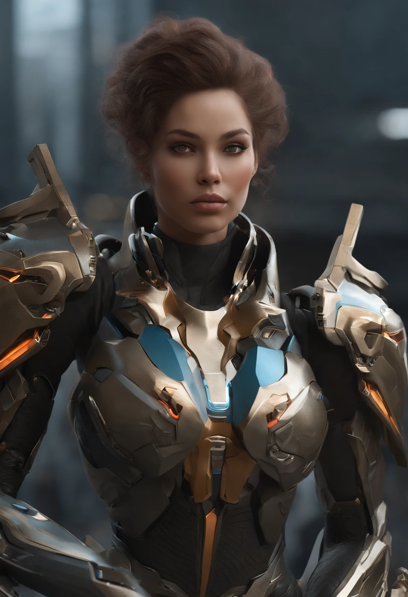 Arakfi woman in futuristic suit，holding a gun in her hand, girl in mecha cyber armor, mechanized soldier girl, cgsociety and fenghua zhong, perfect android girl, Cute cyborg girl, cyberpunk anime girl mech, female mecha, beautiful girl cyborg, Cyborg girl, wojtek fus, Retrato Armored Astronauta Menina, Mechanized Valkyrie girl