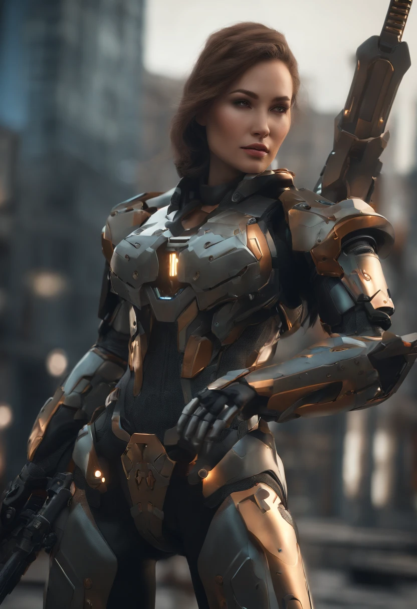 a close up of a woman in a suit with a sword, girl in mecha cyber armor, female mecha, robot mecha female dragon head, sleek mecha female dragon head, biblical female android, mecha suit, trending in cgsociety, of a beautiful female warframe, zbrush central contest winner, cgsociety masterpiece, trending on zbrush central
