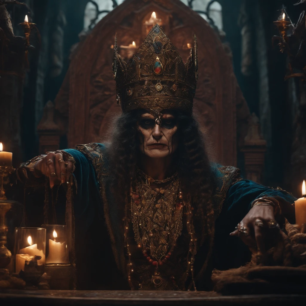 (extremely detailed 8k wallpaper),a medium shot photo of a fearful necromancer, Intricate, High Detail, dramatic