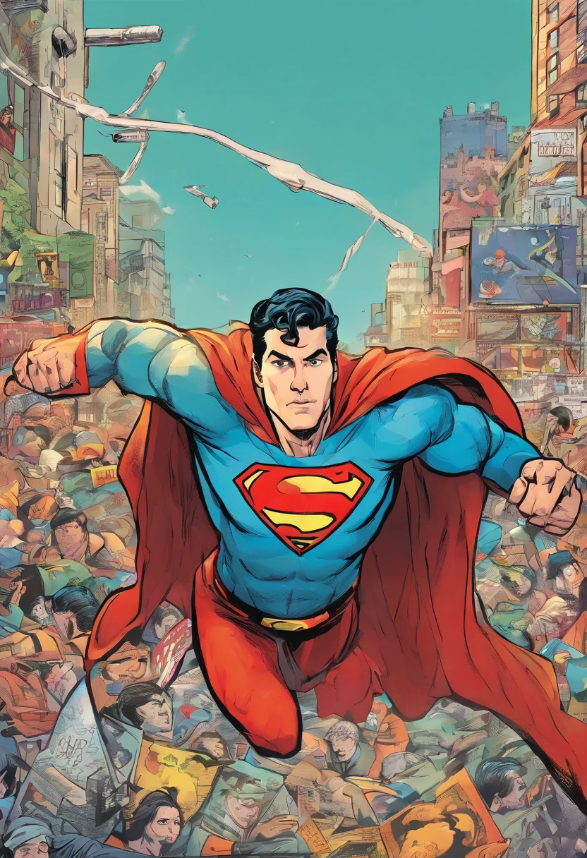 Super Man comunista lutando contra o Omni em uma cidade 4k