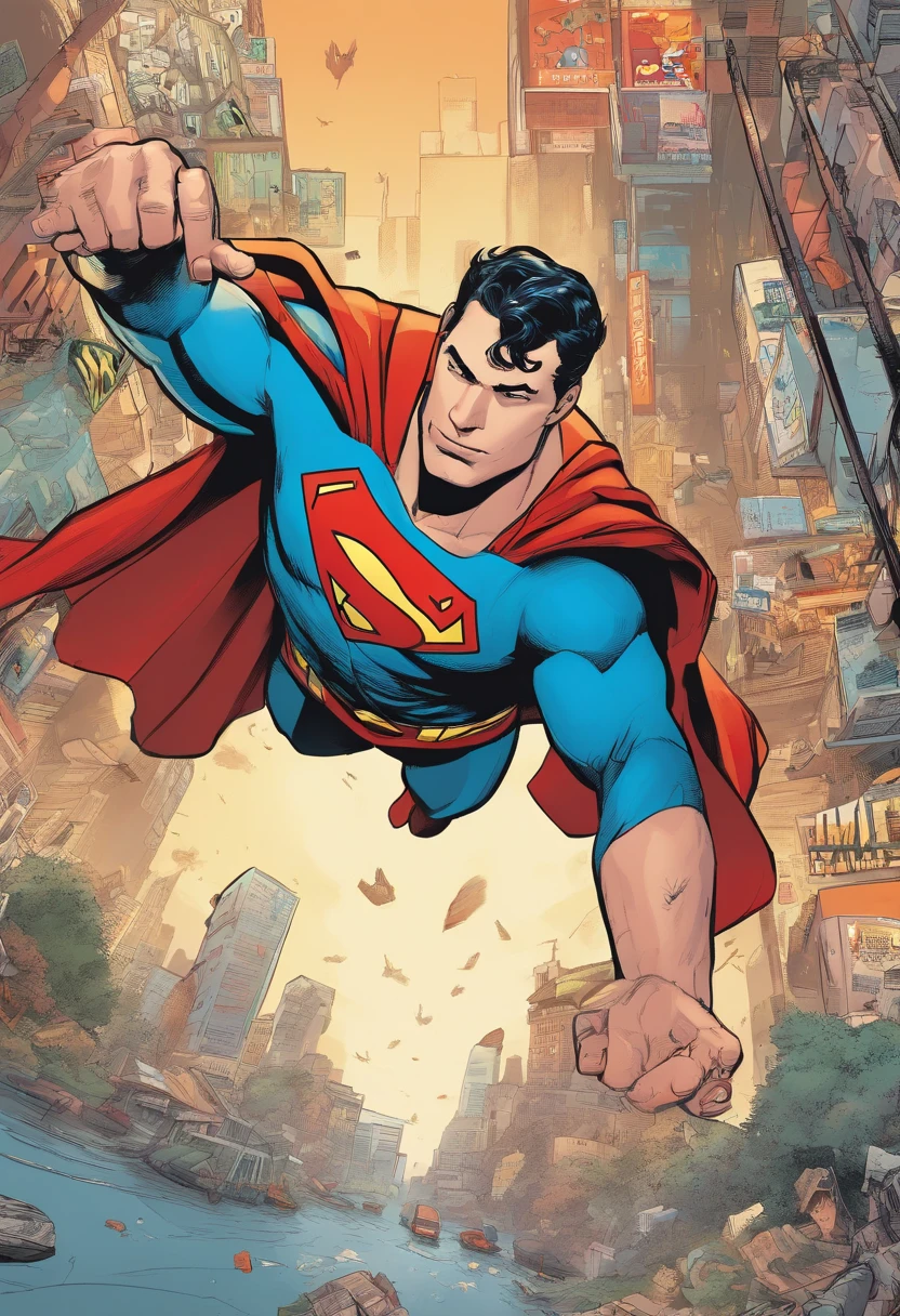 Super Man comunista lutando contra o Omni em uma cidade 4k