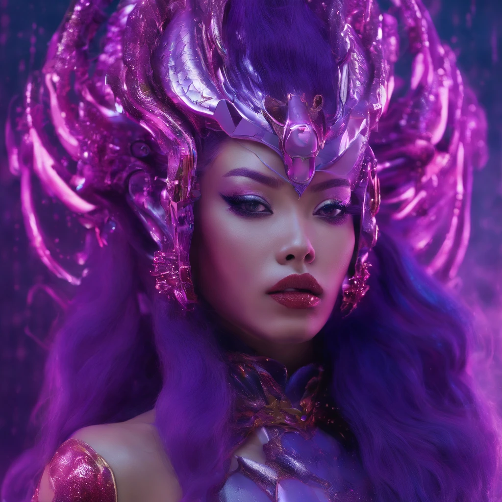 Agate glass texture 32K(tmasterpiece,k hd,hyper HD,32K)Long flowing bright purple hair,Snow in winter,zydink, a color, Asian people (Female devil), (Red scarf), Combat posture, looking at the ground, long whitr hair, Floating bright purple, Fire cloud pattern gold tiara, Chinese long-sleeved gold silk garment, (Abstract snowflakes flying:1.2), white backgrounid,Lotus protector(realisticlying:1.4),Bright purple hair,Smoke on the road,The background is pure, A high resolution, the detail, RAW photogr, Sharp Re, Nikon D850 Film Stock Photo by Jefferies Lee 4 Kodak Portra 400 Camera F1.6 shots, Rich colors, ultra-realistic vivid textures, Dramatic lighting, Unreal Engine Art Station Trend, cinestir 800,Long flowing bright purple hair