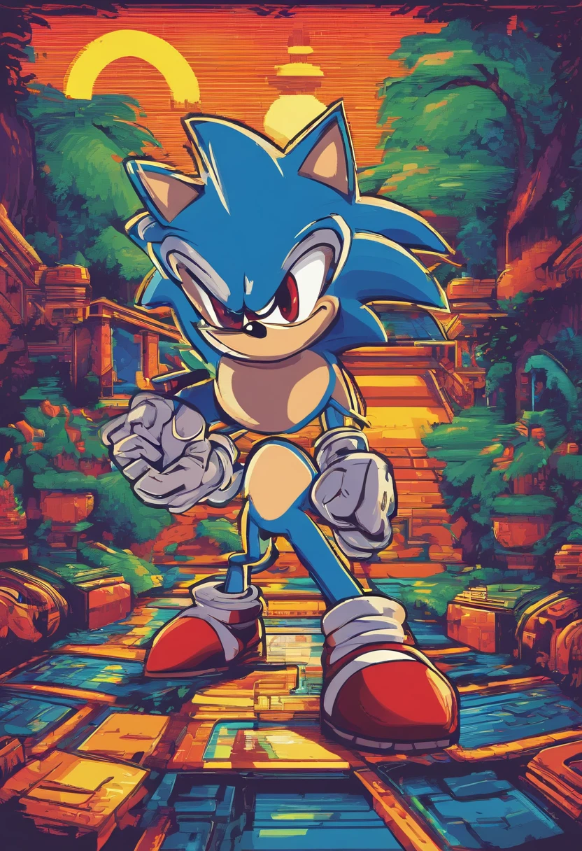 Sonic The Hedgehog, incredible details, dynamic background, perfect hands, rosto perfeito