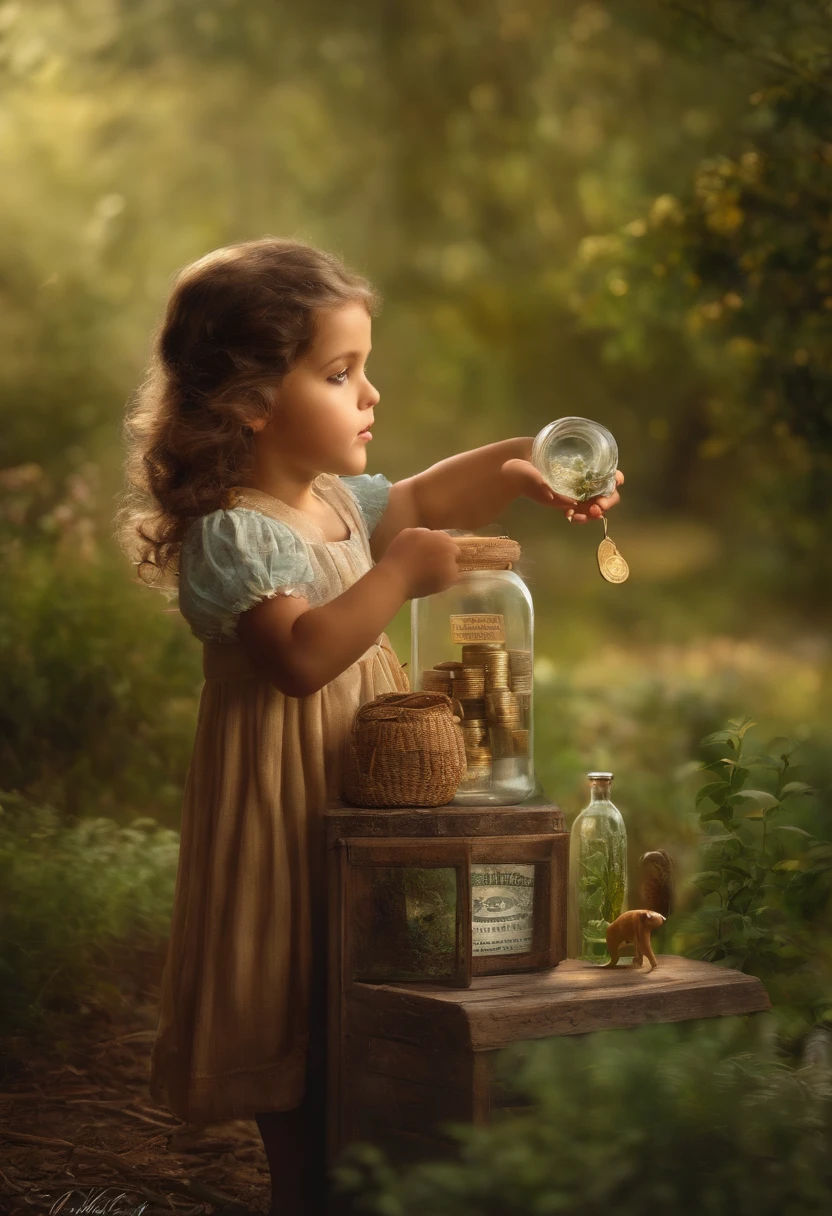 Little Maria as a child and her dog Regino found a glass bottle with money inside it