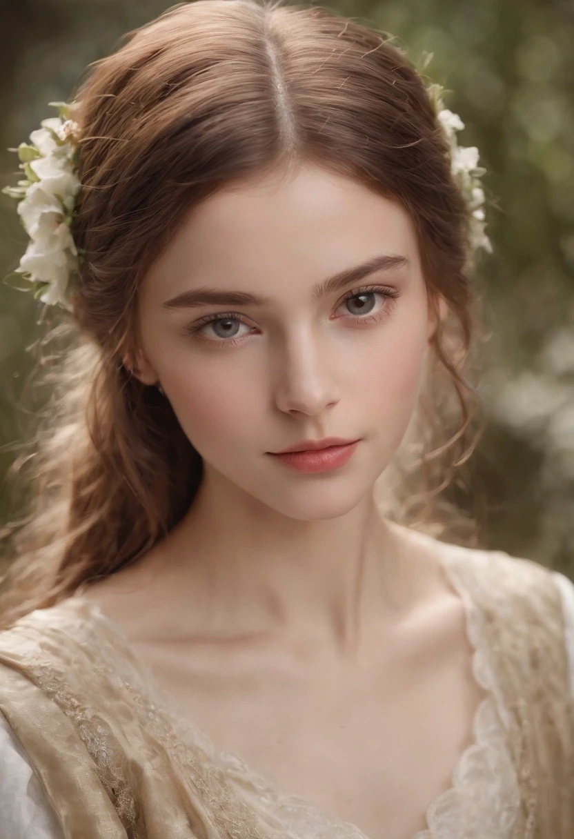 Tipo de imagen: Realistic portrait
Topic description: Create realistic portraits of young people, An obedient girl with delicate facial features, Expressive eyes, A serene expression appeared on his face. She should have long, floated hair,Wear simple clothes, elegant clothing.
art-style: Realism, Soft lighting
Artistic inspiration: Portrait of John Singer Sargent, Portrait of the Classical Renaissance
camera: DSLR cameras
shot: Features
Rendering-related information: high resolution (4K), Detailed, Soft and natural lighting, Golden ratio composition.