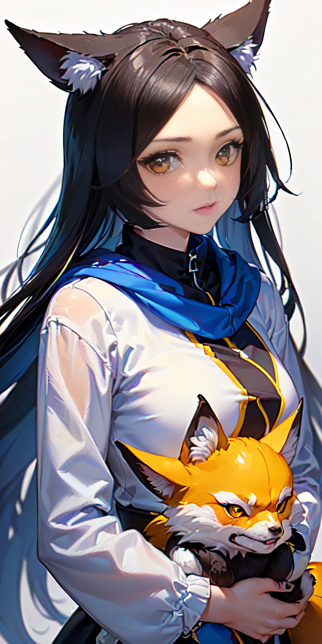 ((volumetric illumination, Las mejores sombras, Portrait Of Stunningly Beautiful Girl, little guy, Delicate beautiful attractive and symmetrical face with attractive yellow eyes, pecho redondos, senos medianos, Pelo corto de color naranja, Cintura delgada, En pie, (highest qualityr, Detalles asombrosos:1.25), (solamente:1.3), Pinturas coloridas brillantes, Personaje de anime con cola de zorro, Una hermosa dama zorro, Una hermosa mujer Kitsune, retrato, (minifalda corta, levanta la falda), sudadera con capucha blanca, Sudadera con capucha azul y blanca))