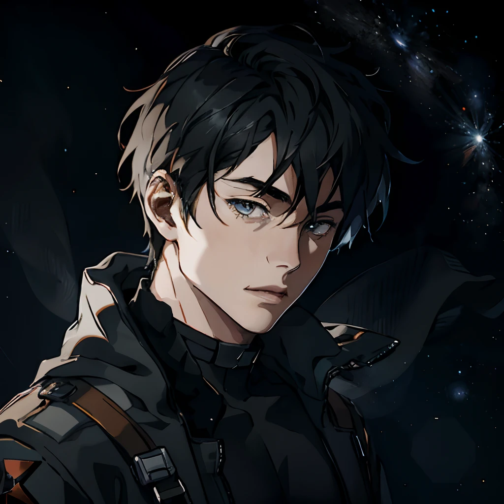 starsector, a portrait of a young man, blank background,
