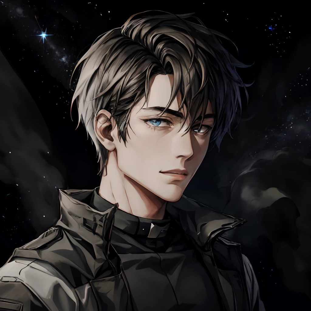 starsector, a portrait of a young man, blank background,
