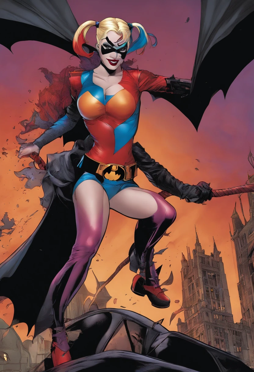 Harley Quinn hitting Batman