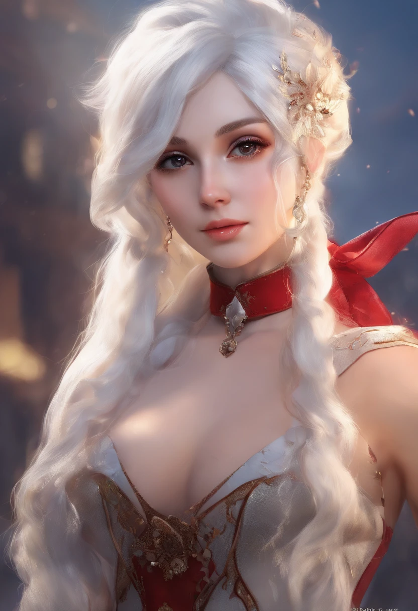 (realistic: 1.3), (dynamic pose: 1.2), (anime white hair: 1.35), (cosplay: 1.35), (masterpiece: 1.2), (best quality: 1.15), (1 girl: 1.2), (solo: 1.2) ), (erotic: 1.2), (sinister atmosphere: 1.3), (angular face: 1.2), ( choker + miniskirt skiny_outfit short dress: 1.1), (femme fatale: 1.3), (upturned eyes: 1.3), (thick brows: 1.1), (long eyelashes + smoky eyeliner + glitter + red eyeshadow + shiny lips + sexy erotic glitter makeup: 1.1), 25-year-old girl, young, (depth of field: 1.1), (supreme quality beautiful face: 1.4 ), (quality beautiful bright eyes supreme: 1.3), (ultimate quality hyper-realistic texture human skin: 1.5), (freckles, blush, blemishes, fine wrinkles, pores, veins, complexion: 1.12), (alive skin, skin rough, dirty skin: 1.15), (supreme hyper extreme quality beautiful women: 1.1) (full eyes, full face: 1.1), (realistic lighting, cinematic lighting: 1.1), (background of terror: 1.25),striped dress, hair ribbon