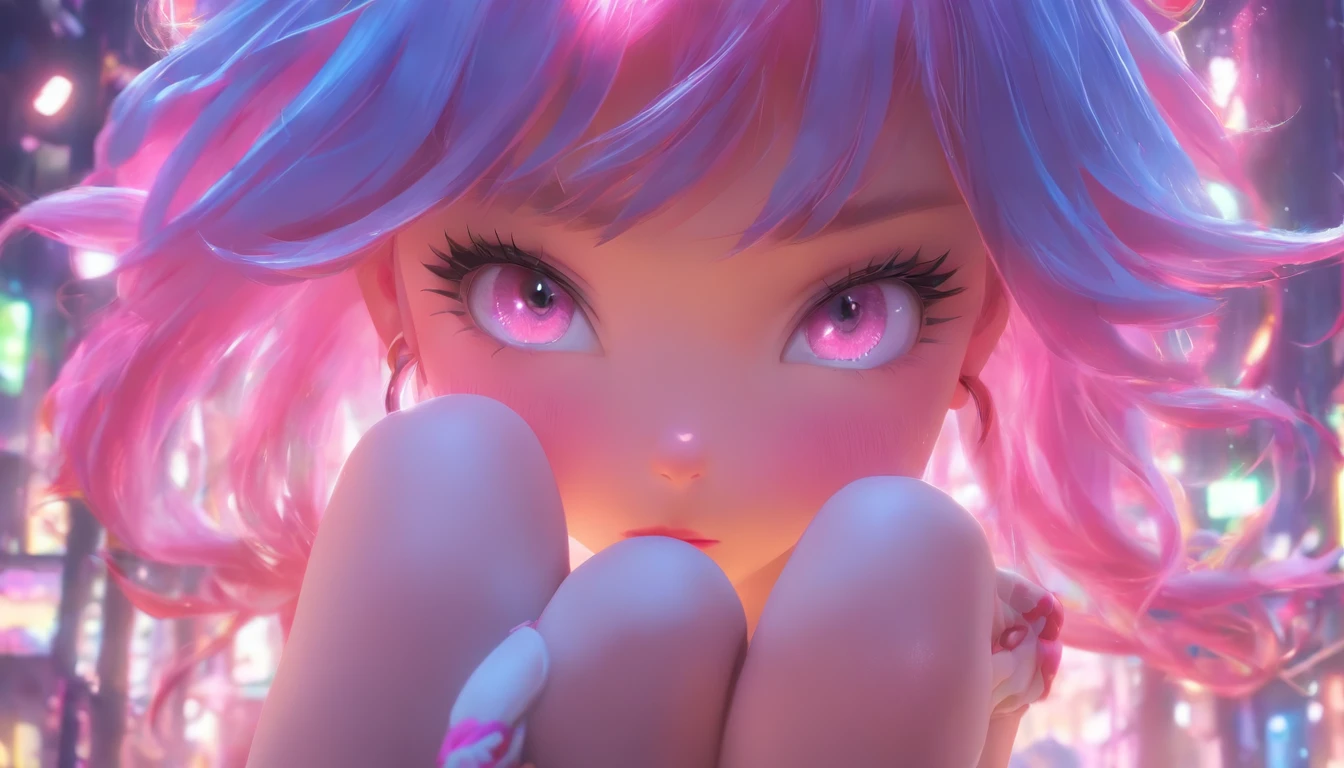 Cute girl with cat ears、Japan anime style、Moe、Full body painting、Standing Picture、Authentic and highly detailed body、小柄、girl with、childish、10yaers old、length hair、bangss、A pink-haired、Authentic and highly detailed face、beautiful eyes that are authentic and highly detailed,、 cat ear、Authentic and very delicate arms and hands、Authentic and highly detailed human hands（5 fingers）、The most beautiful girl in the world、Delicate and beautiful pink cat eyes、Authentic skin texture、komono、lolita、a miniskirt、Authentic and highly detailed pink knee-high socks、Authentic and highly detailed long boots、An ultra-high picture quality
