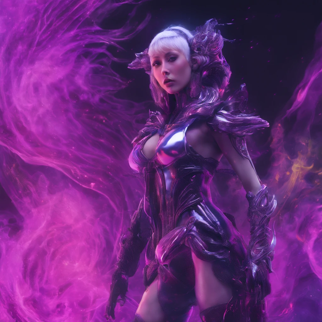Lunar soil 32K(tmasterpiece,k hd,hyper HD,32K)Short flowing bright purple hair,Snow in winter,zydink, a color, Ancient Ascension (Female devil), (Blood-colored scarf), Combat posture, looking at the ground, short detailed hair, Floating bright purple, Flame pattern gold tiara, Chinese long-sleeved gold silk garment, (Abstract snowflakes flying:1.2), white backgrounid,Lotus protector(realisticlying:1.4),Bright purple hair,Smoke on the road,The background is pure, A high resolution, the detail, RAW photogr, Sharp Re, Nikon D850 Film Stock Photo by Jefferies Lee 4 Kodak Portra 400 Camera F1.6 shots, Rich colors, ultra-realistic vivid textures, Dramatic lighting, Unreal Engine Art Station Trend, cinestir 800,Short flowing bright purple hair