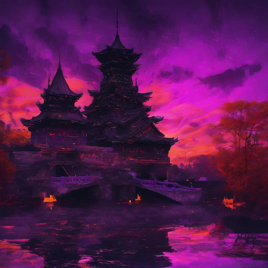 In heavy rain,((A huge castle complex of ancient square-topped stones burning in the fire))The picture quality is excellent,Lightning,Yellow light fog,电影灯光,Natural, realistic colors,Full composition,The style refers to Van Gogh,Subject content,Burning wooden ancient domed stone giant castle game scene 1:60 miniatures,Lightning and lightning,Agate glass texture 32K(tmasterpiece,k hd,hyper HD,32K)Long flowing bright purple hair,Autumn Pond,zydink, a color, Asian people (Kizi), (Red scarf), Combat posture, looking at the ground, long whitr hair, Floating bright purple, Fire cloud pattern gold tiara, Chinese long-sleeved gold silk garment, (abstract ink splash:1.2), white backgrounid,Lotus protector(realisticlying:1.4),Bright purple hair,Smoke on the road,The background is pure, A high resolution, the detail, RAW photogr, Sharp Re, Nikon D850 Film Stock Photo by Jefferies Lee 4 Kodak Portra 400 Camera F1.6 shots, Rich colors, ultra-realistic vivid textures, Dramatic lighting, Unreal Engine Art Station Trend, cinestir 800,Long flowing bright purple hair