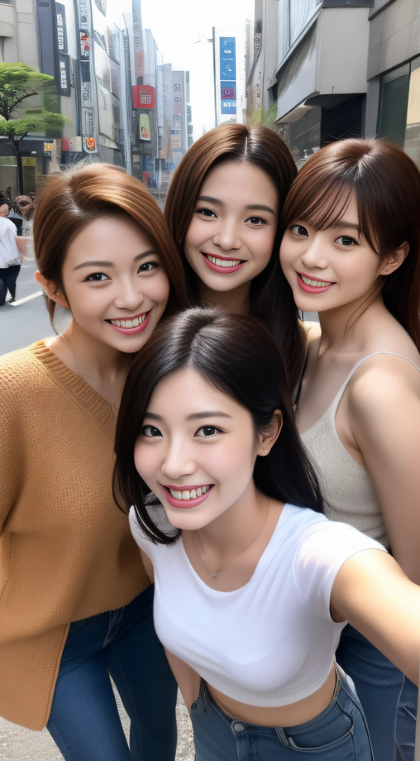 Actress group、hiquality、A hyper-realistic、healthy、Smiling expression、Slender perfect figure、Japan beauties、Beautiful eyes、Beautiful skin、Tokyo City