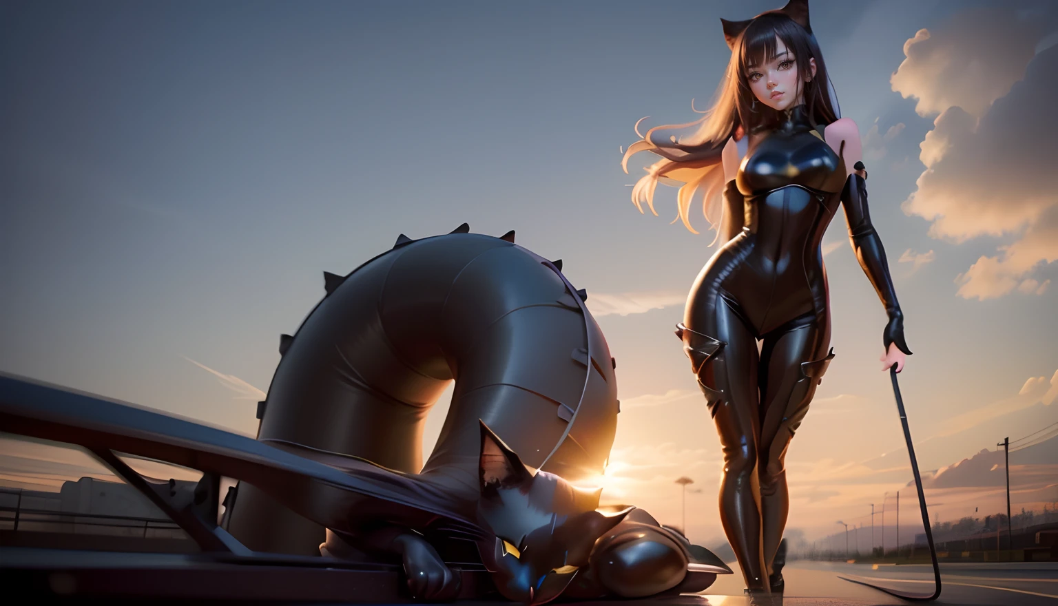 a close up of a woman in a cat suit posing for a picture, seductive anime girls, extremely detailed art germ, Model IG | Art germ, art-style, Fanart Meilleure ArtStation, Art germ on ArtStation Pixiv, beautiful and seductive anime woman, Art germ. anime illustration, Deviantart ArtStation CGSCOSIETY