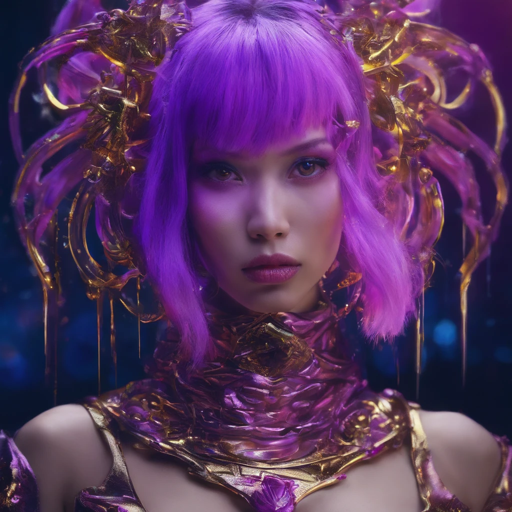 Lunar soil 32K(tmasterpiece,k hd,hyper HD,32K)Short flowing bright purple hair,Snow in winter,zydink, a color, Ancient Ascension (Female devil), (Blood-colored scarf), Combat posture, looking at the ground, short detailed hair, Floating bright purple, Flame pattern gold tiara, Chinese long-sleeved gold silk garment, (Abstract snowflakes flying:1.2), white backgrounid,Lotus protector(realisticlying:1.4),Bright purple hair,Smoke on the road,The background is pure, A high resolution, the detail, RAW photogr, Sharp Re, Nikon D850 Film Stock Photo by Jefferies Lee 4 Kodak Portra 400 Camera F1.6 shots, Rich colors, ultra-realistic vivid textures, Dramatic lighting, Unreal Engine Art Station Trend, cinestir 800,Short flowing bright purple hair