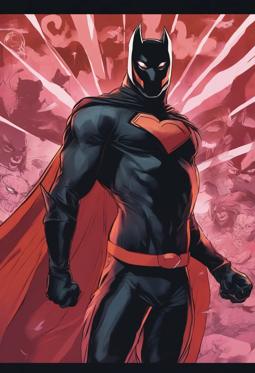 Man in very dark black superhero outfit inspired by felines , wearing a feline mask,Super afiado 4K afiado