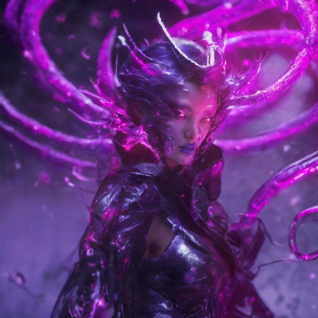 Lunar soil 32K(tmasterpiece,k hd,hyper HD,32K)Short flowing bright purple hair,Snow in winter,zydink, a color, Ancient Ascension (Female devil), (Blood-colored scarf), Combat posture, looking at the ground, short detailed hair, Floating bright purple, Flame pattern gold tiara, Chinese long-sleeved gold silk garment, (Abstract snowflakes flying:1.2), white backgrounid,Lotus protector(realisticlying:1.4),Bright purple hair,Smoke on the road,The background is pure, A high resolution, the detail, RAW photogr, Sharp Re, Nikon D850 Film Stock Photo by Jefferies Lee 4 Kodak Portra 400 Camera F1.6 shots, Rich colors, ultra-realistic vivid textures, Dramatic lighting, Unreal Engine Art Station Trend, cinestir 800,Short flowing bright purple hair