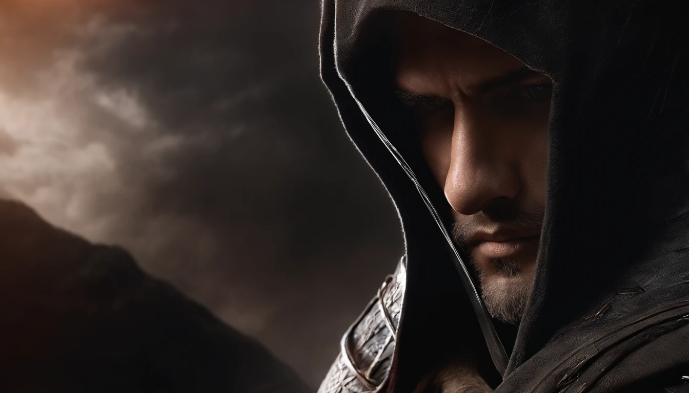 Realistic, 4k, Anjos com asas grandes, uma espada, Head hood on war background image (caos)